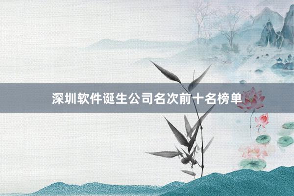 深圳软件诞生公司名次前十名榜单